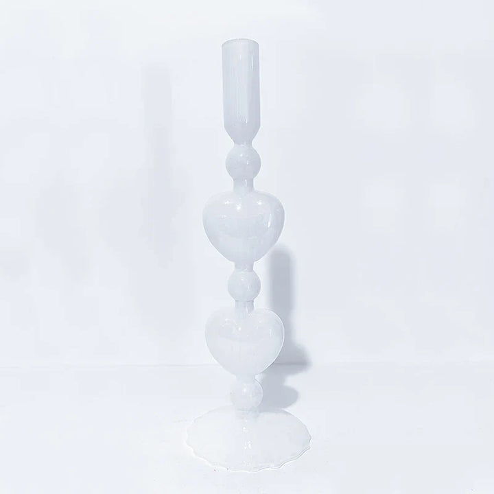 Skanto | Retro Taper Lysestake Rød Hjerteformet Glass Lysestake Bryllup Borddekorasjon Hjem Fest Glass Vase Dekor