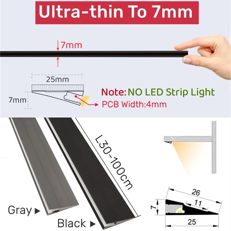 Usynlig overflate aluminium tynn lysplate | Skanto