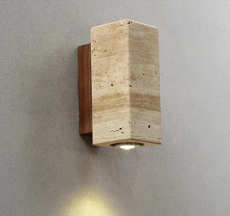 Skanto | Moderne Naturlig LED Vegglampe laget av Travertin
