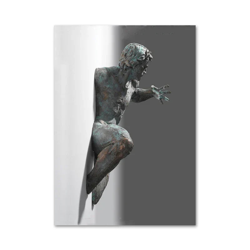 Modern Urban Abstract Iron Statue Wall Art Fine Art Canvas Prints 3D Visualization Figure Art Pictures For Minimalist Apartment Wall Decor | Skanto
