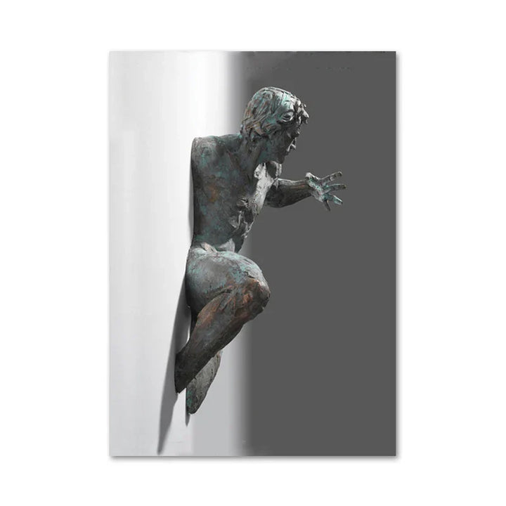 Modern Urban Abstract Iron Statue Wall Art Fine Art Canvas Prints 3D Visualization Figure Art Pictures For Minimalist Apartment Wall Decor | Skanto