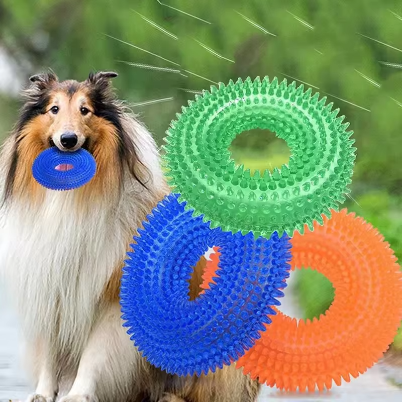 Skanto | Holdbar Interaktivt Squeaky Hundetreningsring - TPR Gummi Tannrensere