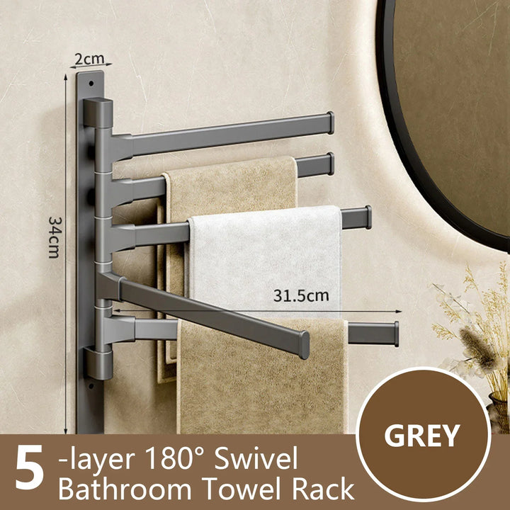 Skanto | Håndklestang Rotbart Håndklestativ Plass Aluminium 1/2/3/4/5-Stang Håndkleholder Kjøkkenhylle Kjøkkenhanging Hylle Veggmontert