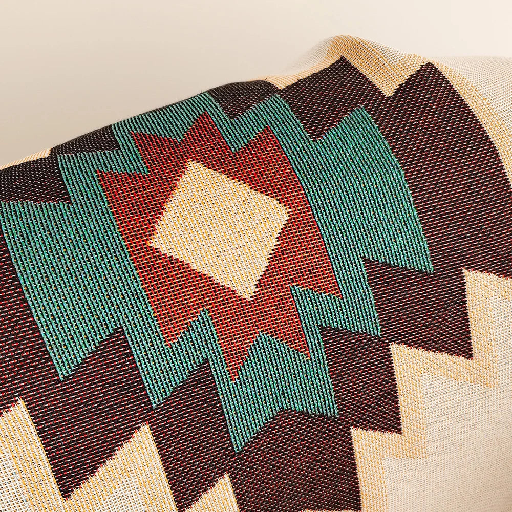 Skanto | AztecaLoom Boho Teppe | XXL Aztec Kaste med Frynser | Southwestern Etno Stil | Vintage Kaste Teppe laget av Bomullsblanding