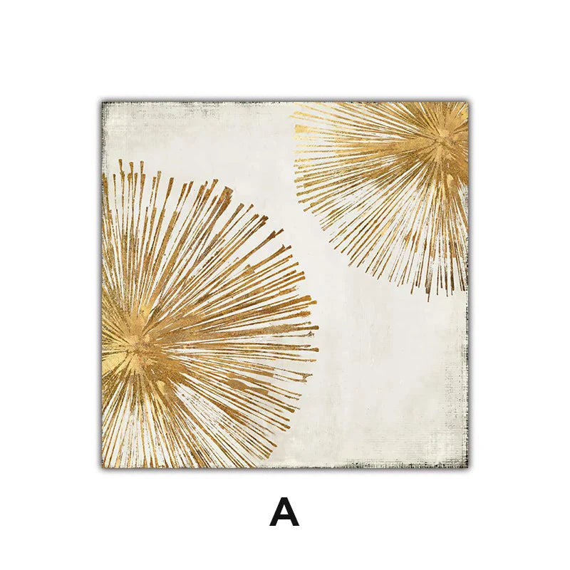 Golden Radial Circular Abstract Wall Art Fine Art Canvas Prints Posters Pictures For Living Dining Bedroom Art Decor | Skanto