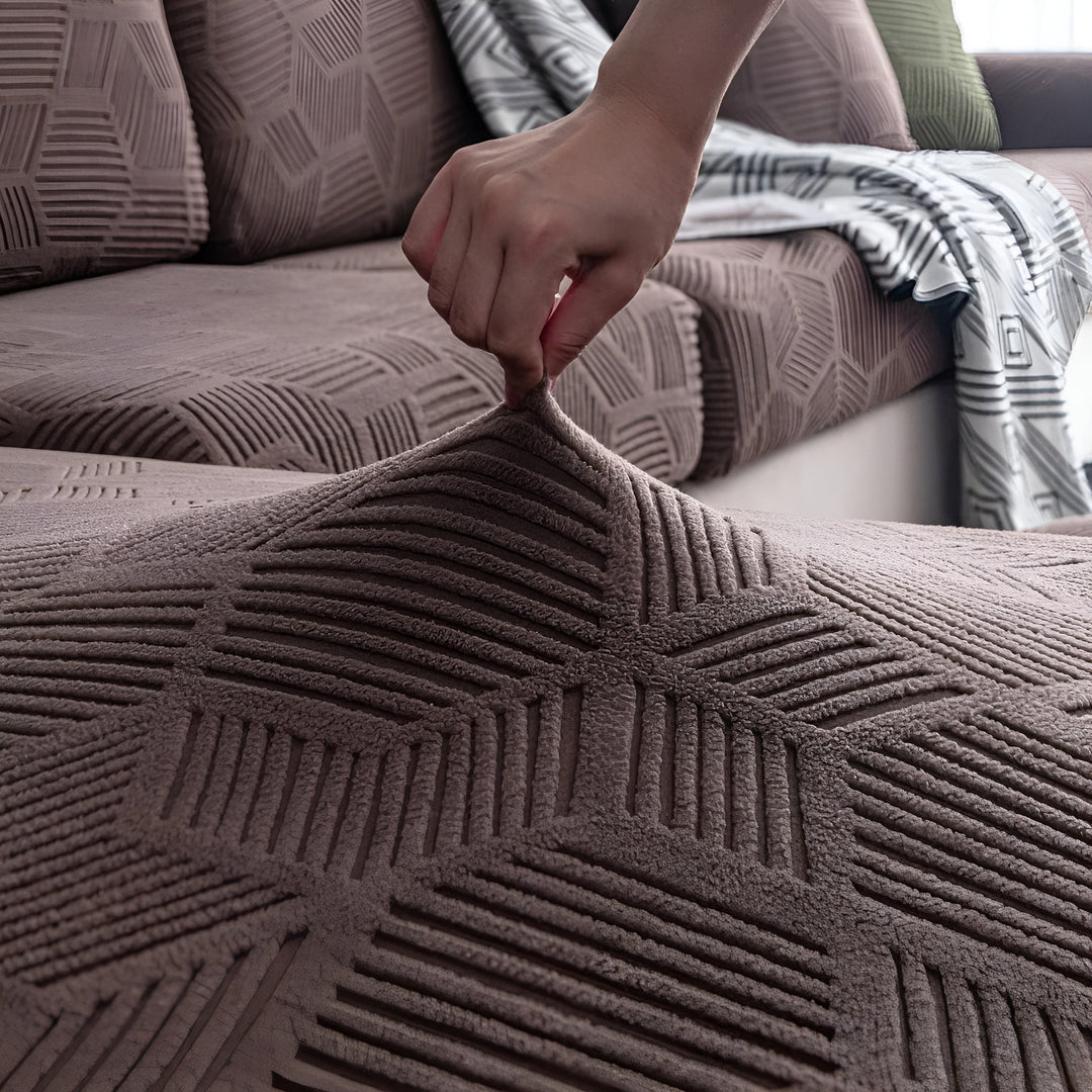 Jacquard Sofa Cover med Geometrisk Mønster – Myk & Katt-vennlig | Perfekt for Beskyttelse og Koselige Oppholdsrom | Skanto