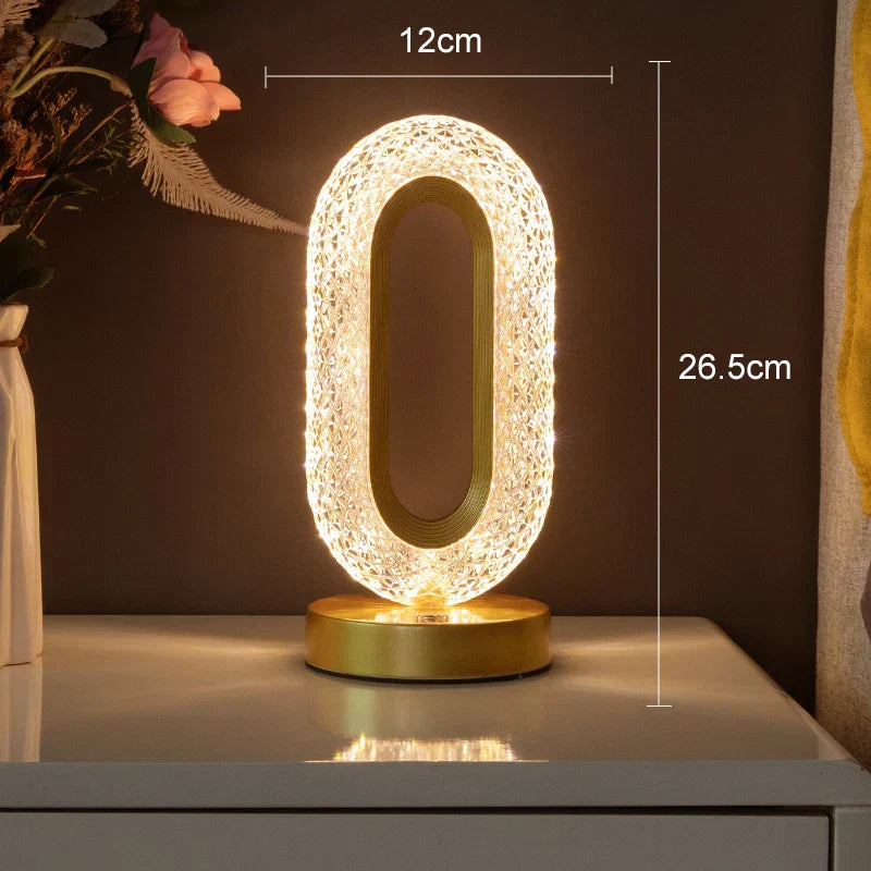 Skanto | Crystal LED bordlampe: Dimbar, USB-lading, Berøring & Fjernkontroll