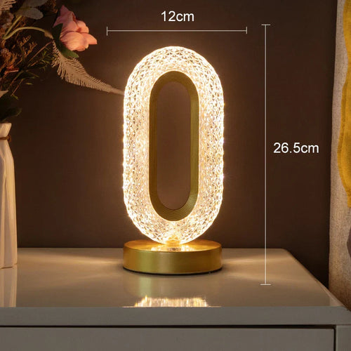 Skanto | Crystal LED bordlampe: Dimbar, USB-lading, Berøring & Fjernkontroll