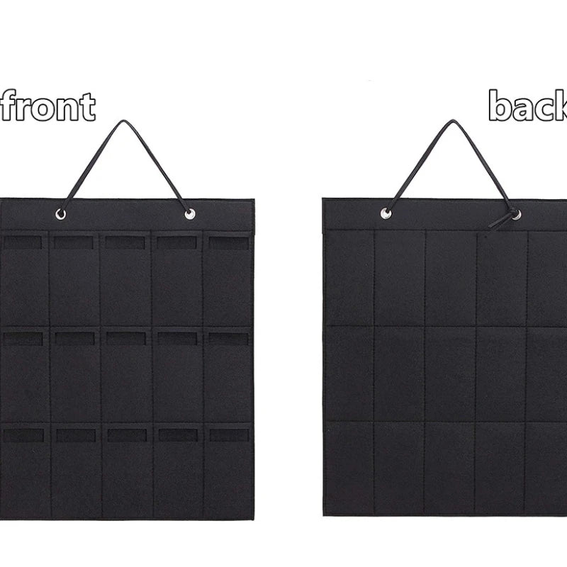 Skanto | GlasSpace Organizer | Veggmontert Brilleholder | Sammenleggbar Solbrilleoppbevaringspose | Plassbesparende & Støvtett | 42 × 38 cm