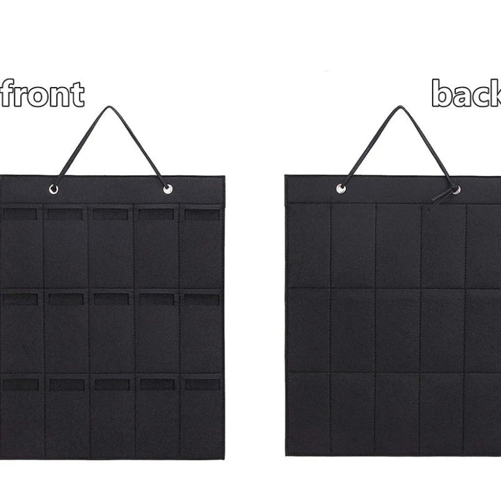 Skanto | GlasSpace Organizer | Veggmontert Brilleholder | Sammenleggbar Solbrilleoppbevaringspose | Plassbesparende & Støvtett | 42 × 38 cm