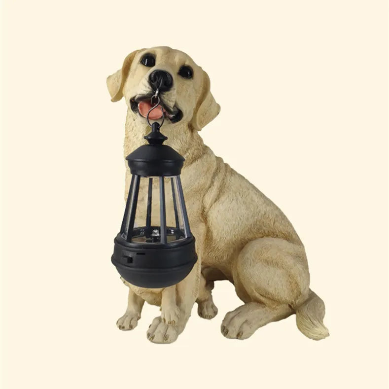 Solenergidrevet utendørs harpiks hundestatue lampe | Skanto