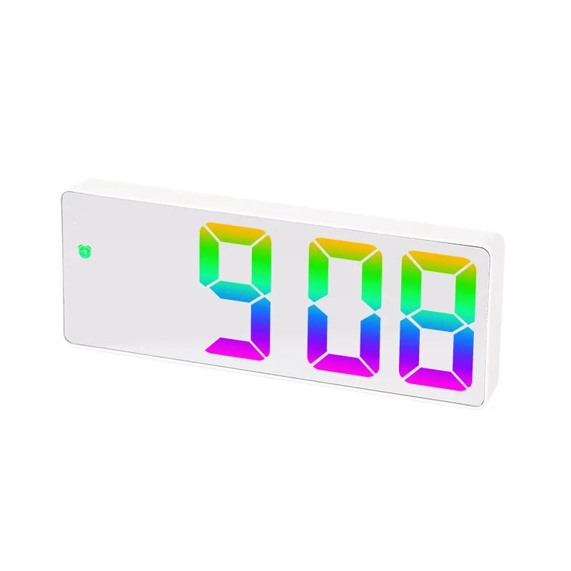 Norvo | Akryl/Speil Digital Vekkerklokke - Talekontroll, batteridrevet bordklokke med slumrefunksjon & nattmodus - 12/24H LED Elektroniske Klokker