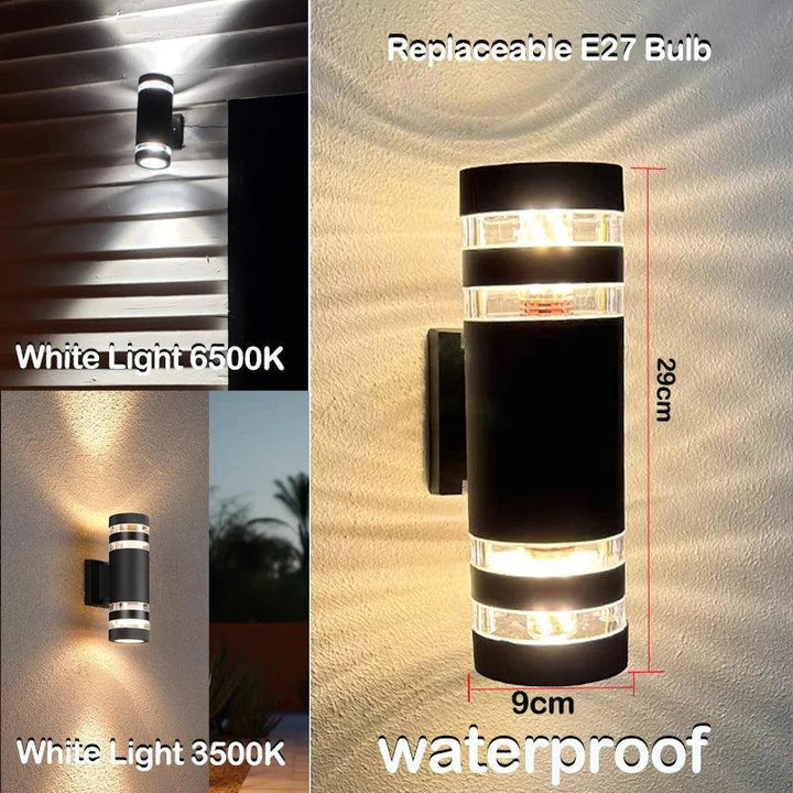 Skanto | LumiBloc LED Utendørs Vegglampe – Moderne IP65 Opp & Ned Design med E27 Sokkel