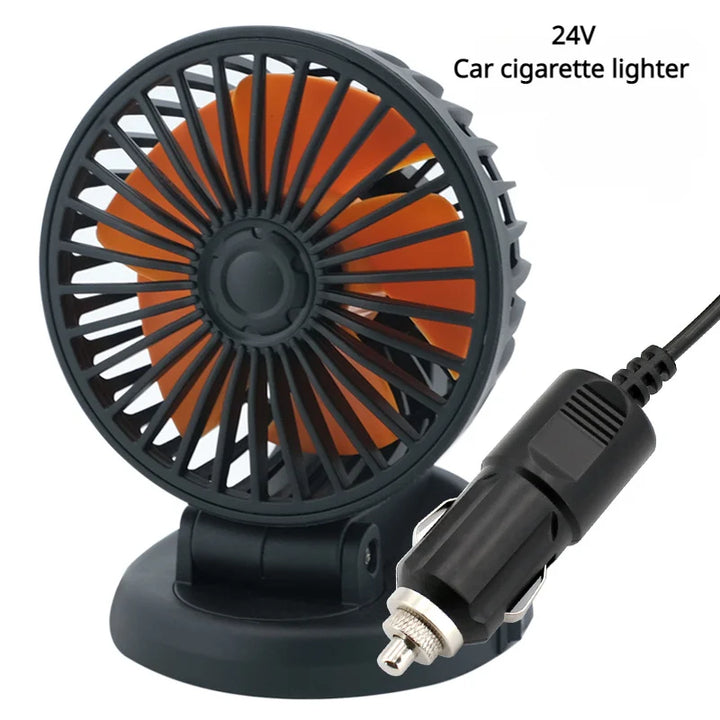 360° Justerbar Bilvifte - 3-Hodet Automotiv Elektrisk Vifte - USB/12V/24V - 2 Hastigheter - Stille Kjøling for Hjem, Skrivebord, Kontor & Bil | Skanto