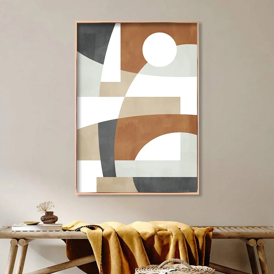 Geometric Abstract Color Block Wall Art Fine Art Canvas Prints Neutral Colors Pictures for Living Room Dining Room Home Office Decor | Skanto