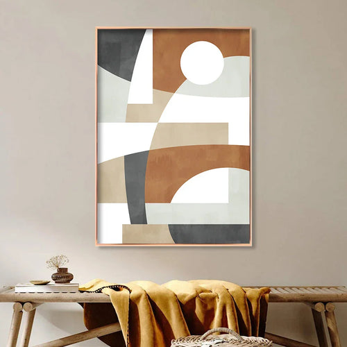 Geometric Abstract Color Block Wall Art Fine Art Canvas Prints Neutral Colors Pictures for Living Room Dining Room Home Office Decor | Skanto