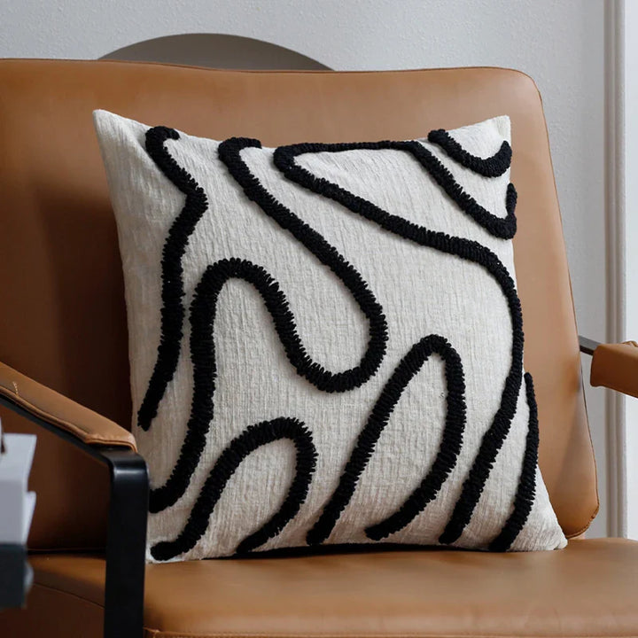 Skanto | Boho Chenille Pute med Myke Geometriske Linjer for Sofa og Stue