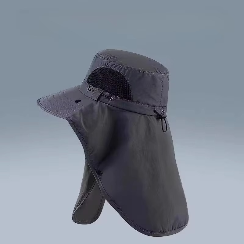 Skanto | UV-beskyttelse utendørs solhatt med bred brim og nakkeflapp for fotturer, fiske og camping