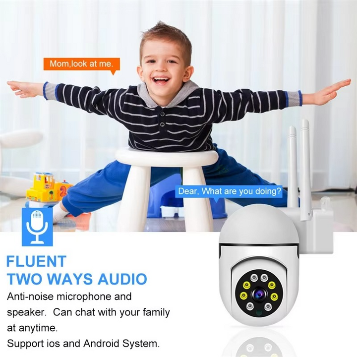Skanto | 1080P PTZ WiFi sikkerhetskamera med lyd, 4X zoom, nattesyn, vanntett