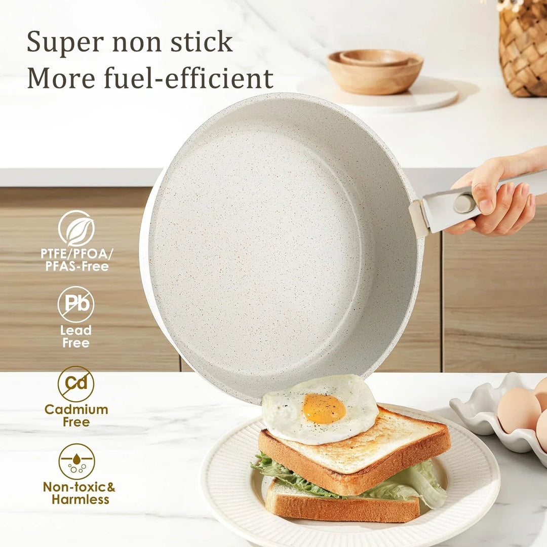 Skanto | DONNOR Sikker non-stick kjele sett - Ovnsfaste gryter og panner med avtakbare håndtak