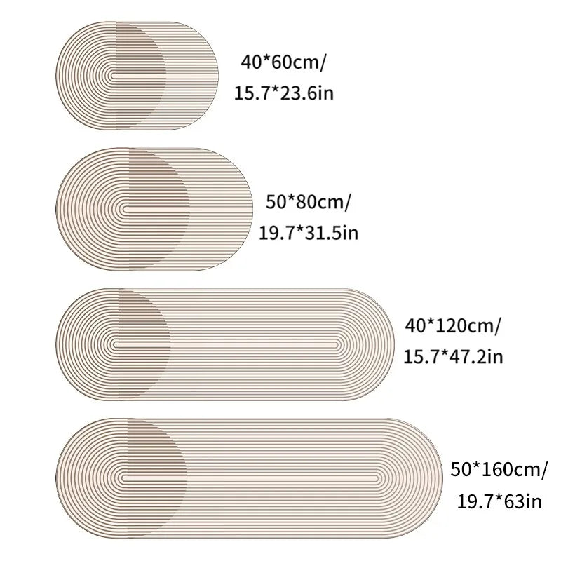 Norvo | Pureterra | Kjøkkenmatte Super Absorberende | Antiskli & Vaskbar | Diatomitt Design | Oval & Lang Form | Komfortteppe for Kjøkken & Bad