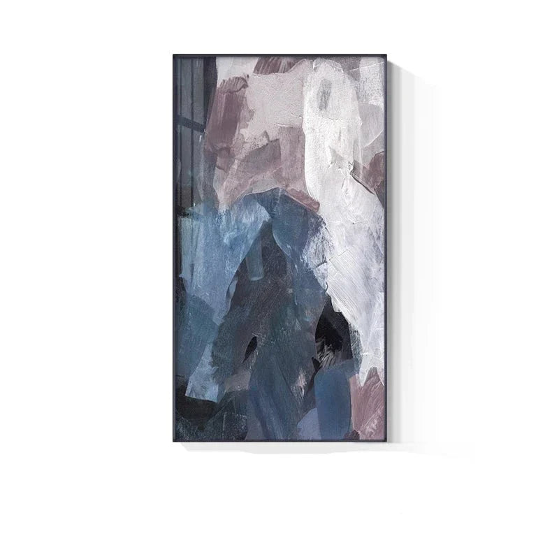 Blue Mauve Purple Abstract Color Block Wall Art Fine Art Canvas Prints Pictures For Luxury Apartment Living Room Dining Room Entryway Reception Foyer Decor | Skanto