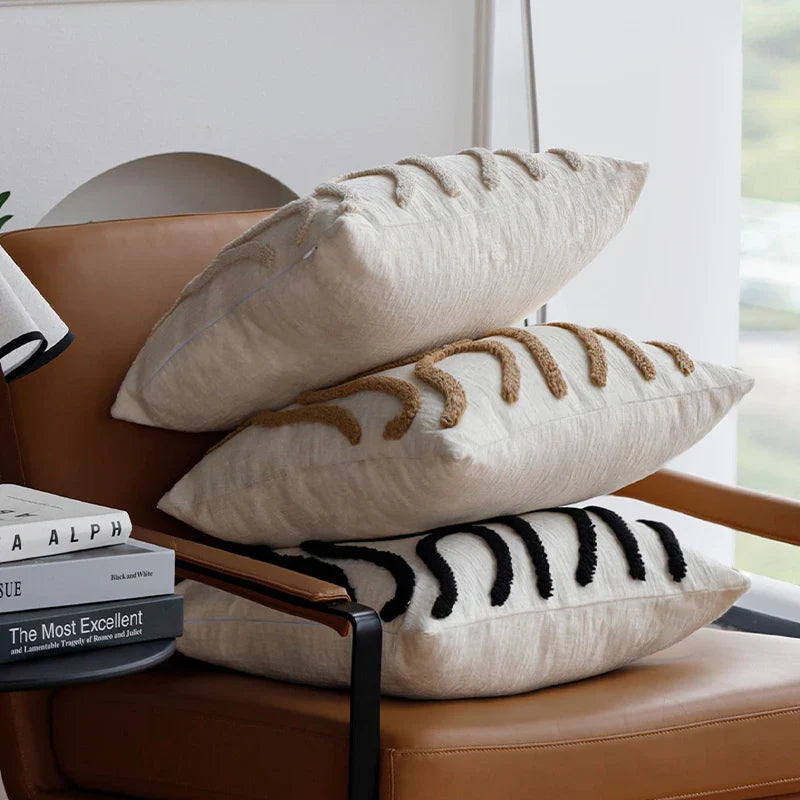 Skanto | Boho Chenille Pute med Myke Geometriske Linjer for Sofa og Stue