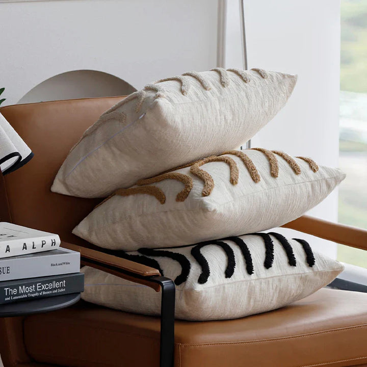 Skanto | Boho Chenille Pute med Myke Geometriske Linjer for Sofa og Stue