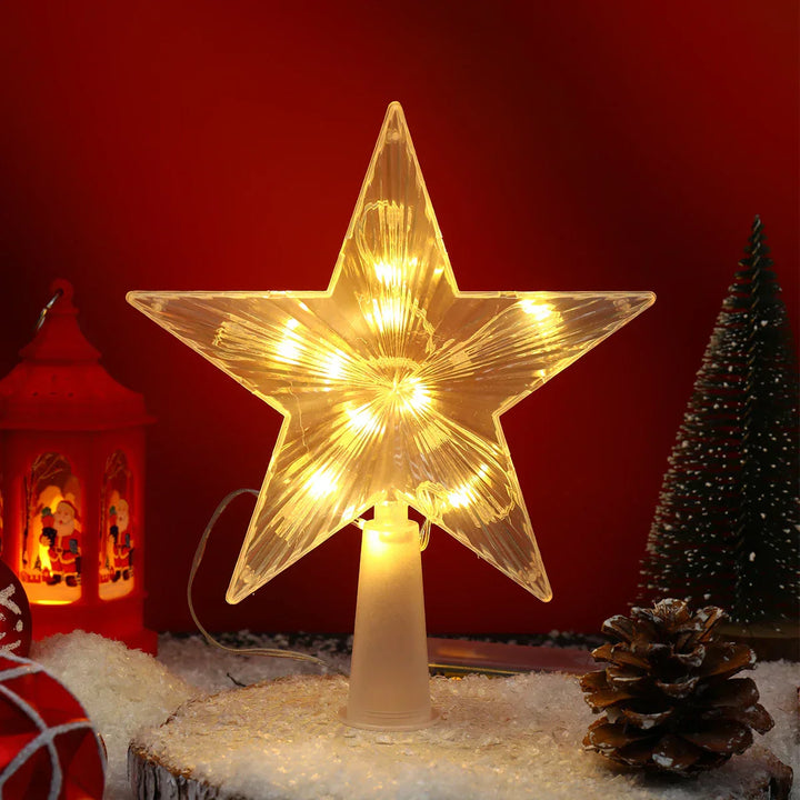 Lysende julegave – LED-belyst juletre topp for juletre, glitrende juledekorasjon for festbelysning og elegant dekor | Skanto