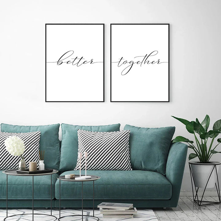 Lovers Quote Wall Art Black White Minimalist Typographic Posters Fine Art Canvas Prints Picture For Bedroom Living Room Art Decor | Skanto