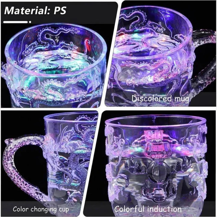 Skanto | 1 stykke fargeforandrende luminescerende LED dragekrus vannaktiverte lys øl kaffe melk te vin whiskey bar kopp reise kreativ gave