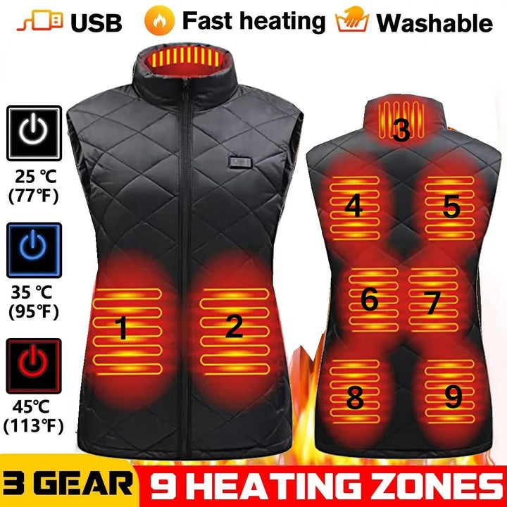 Skanto | ThermaBelle Kvinners Varmevest | USB oppvarmet vest med infrarød teknologi | Temperaturregulerende & lettvekt | Ideell for høst & vinter