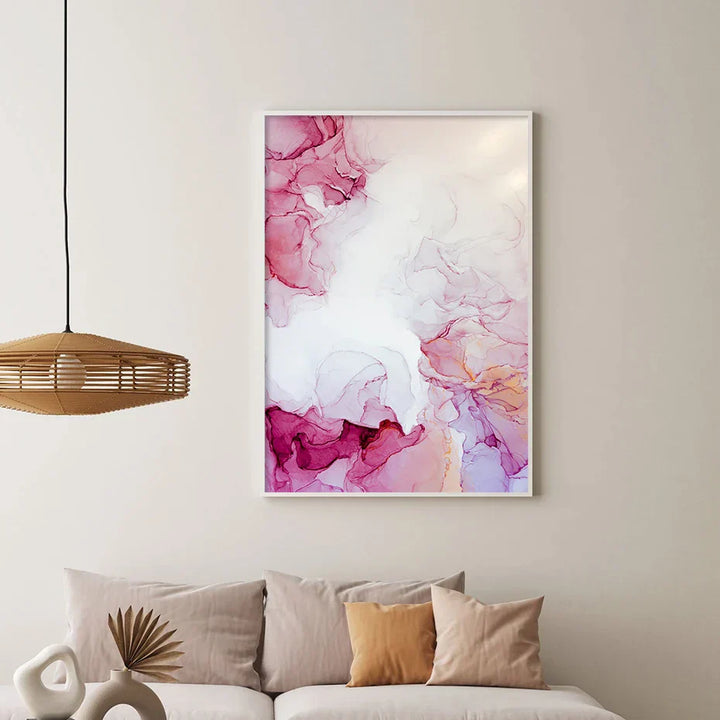 Abstract Minimalist Pink Ink Marble Print Wall Art Fine Art Canvas Prints Pictures For Living Room Bedroom Hotel Room Art Decor | Skanto