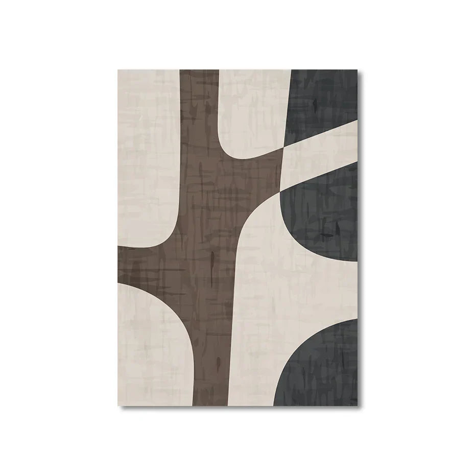 Modern Geometric Brown Beige Abstract Wall Art Fine Art Canvas Prints Pictures for Living Room Bedroom Contemporary Interior Decor | Skanto