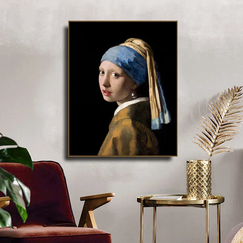 Girl with a Pearl Earring Poster Johannes Vermeer Dutch Golden Age Painting Fine Art Canvas Prints Classic Painting for Living Room Dining Room Decor | Skanto