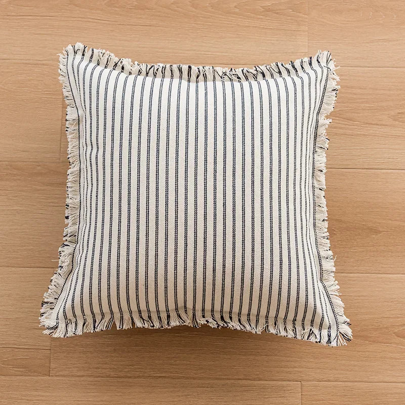 Skanto | Elegant putevar med jacquardmønster og frynser - bomull-lin blanding