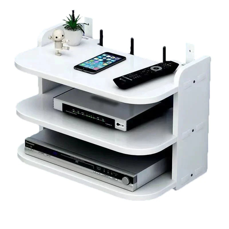 Norvo | SkyConnect Home | WLAN Ruter Vegghylle | Skjult Kabel Organizer & Stikkontakt Holder | Flytende Hylle for TV Boks & Mer | Hvit | 40×12×8 cm