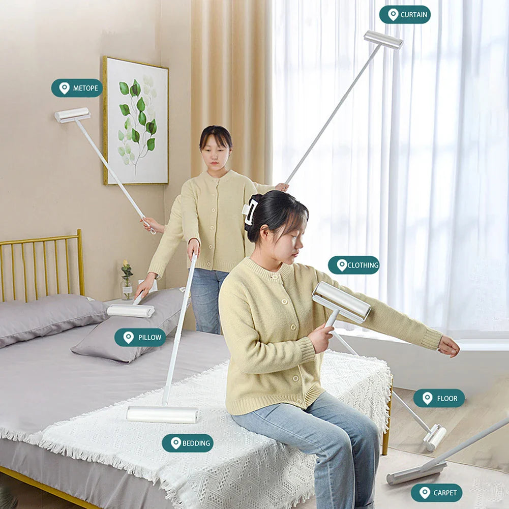 Norvo | LintFlex Lintfjerner med teleskophåndtak | Ekstra sterk vedheft | For klær, møbler og bilseter