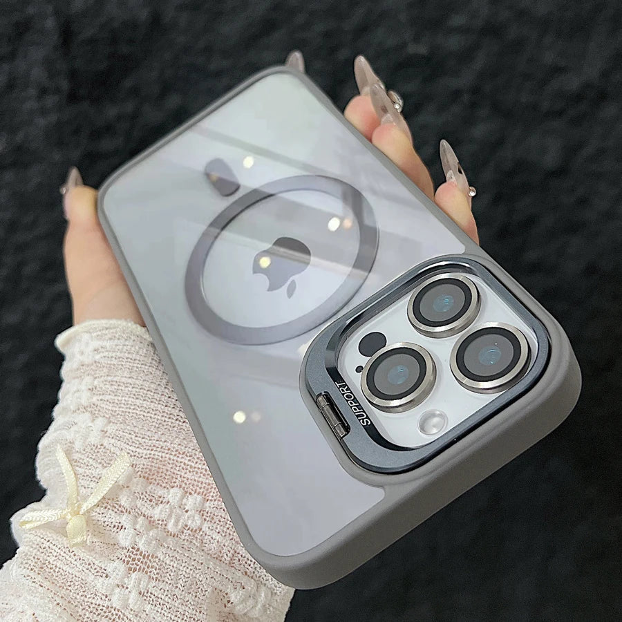 Skanto | Magnetisk Sjokkbestandig Magsafe Mobildeksel Stativ Glass Linsebeskytter Deksel