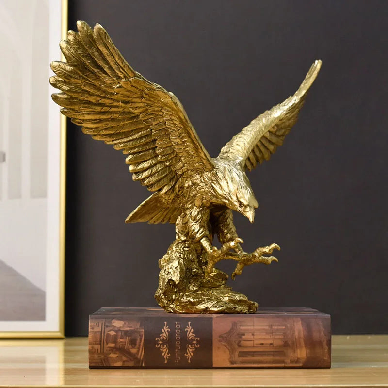 Skanto | Harpiks Gullørn Statue Kunst Dyremodell Samling Ornament Hjem Kontor Skrivebord Feng Shui Dekor Figurer enkel