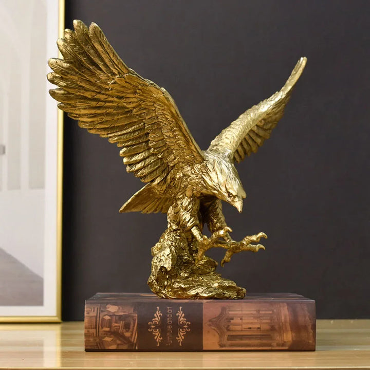 Skanto | Harpiks Gullørn Statue Kunst Dyremodell Samling Ornament Hjem Kontor Skrivebord Feng Shui Dekor Figurer enkel