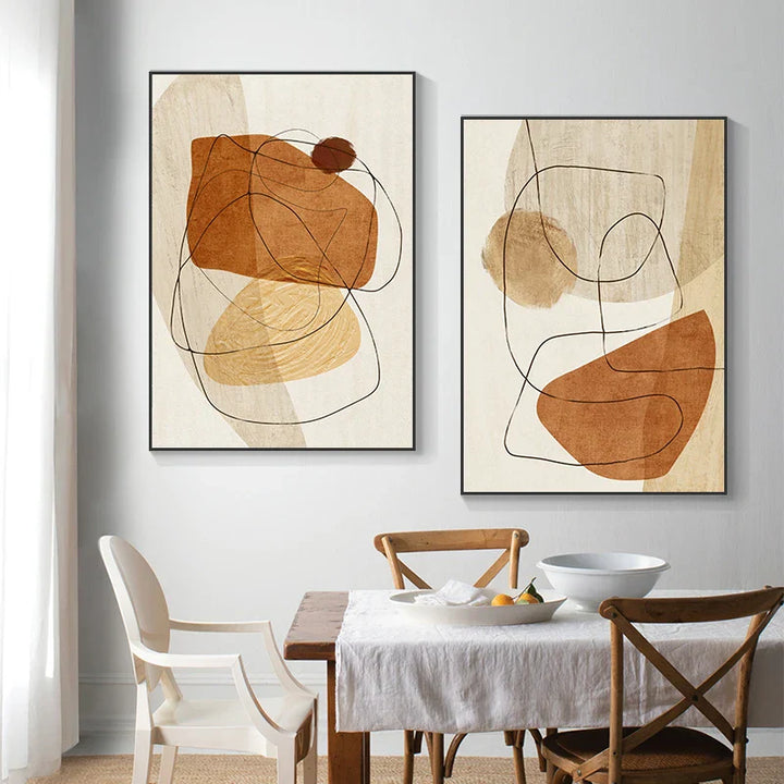 Skandinavisk Abstract Form Line & Shape Wall Art Fine Art Canvas Prints Neutral Color Palette Pictures For Modern Living Room Decor | Skanto