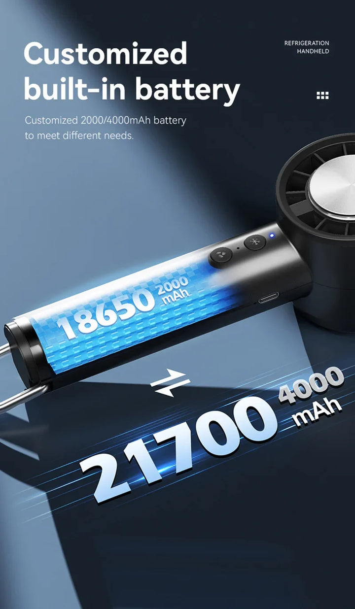 Stille høyhastighets USB håndholdt vifte – Bærbar liten vifte med LED-display, høy vindkraft og kjøleklimaanlegg-funksjon | Skanto