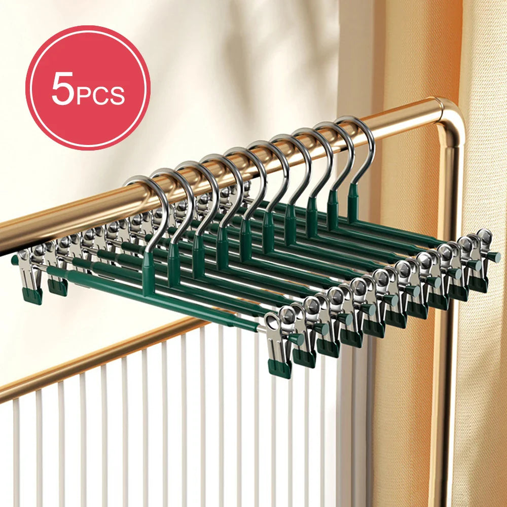 Norvo | Closyra Stål Kleshenger med Klipp | Justerbar & Antiskli | For Skjørt, Bukser & Undertøy | Plassbesparende & Sømløs