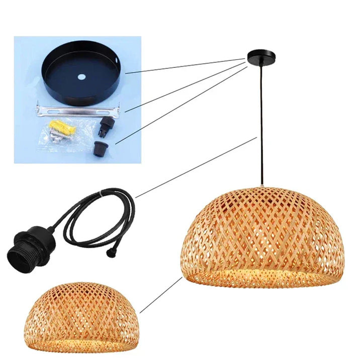 Skanto | Luxora Håndvevd Bamboo Pendellampe - Miljøvennlig Taklampe