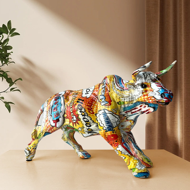 Skanto | Graffiti-Maling Harpiks Tyr Figur Home Stue Soverom Kontor Skrivebord Feng Shui Ornament Samling Statuetter