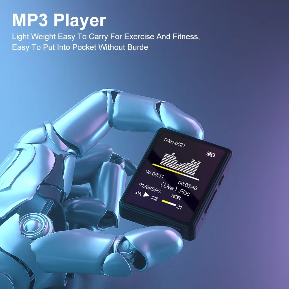 Tragbarer Bluetooth-MP3-spiller med HiFi-Stereoanlage, Mini-MP4-Videospiller, LED-bilde og sprachaufzeichnung