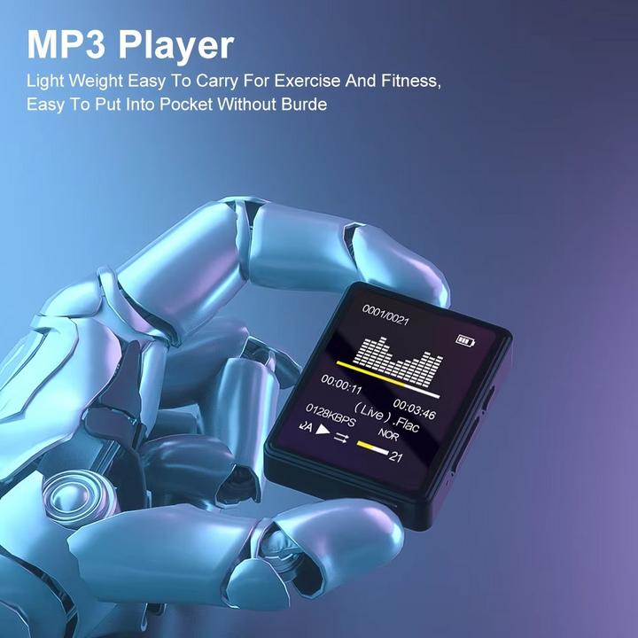 Tragbarer Bluetooth-MP3-spiller med HiFi-Stereoanlage, Mini-MP4-Videospiller, LED-bilde og sprachaufzeichnung