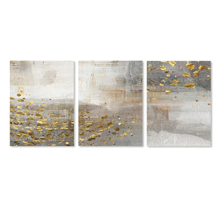 Beige Gray Golden Speckled Vintage Abstract Wall Art Canvas Prints Contemporary Images for Elegant Interiors | Skanto