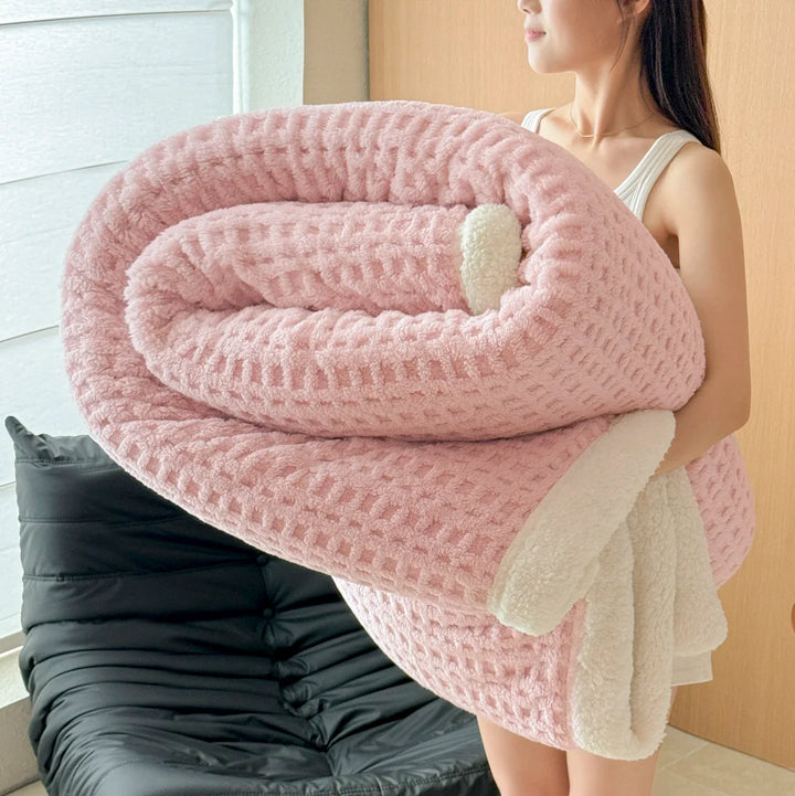 Skanto | Vinter Drøm Teppet – Dobbel Lag Fleece Teppet med Lamull Utseende | Ultra Varmt, Mykt & Hudvennlig | For Sofa, Seng & Kalde Vinterdager